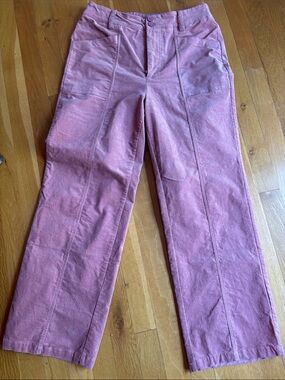 Mauve Pink Corduroy Wide-Leg Utility Pants